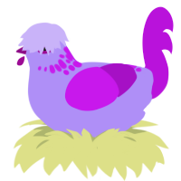 Freckles, a lilac and amethyst chicken with a neck-speckle pattern