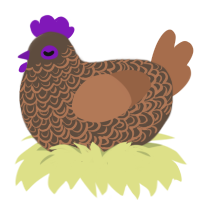 Turd LTE, a bark and brown chicken with a double-lace pattern
