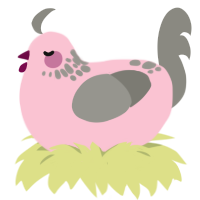 A rose and ash chicken with a neck-speckle pattern
