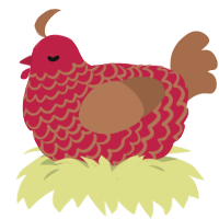 Firebush, a crimson and brown chicken with a lace pattern