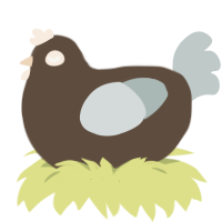 Pumpernickel, a bark and silver chicken