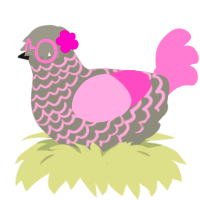 A ash and pink chicken with a lace pattern