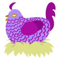 A lilac and plum chicken with a lace pattern
