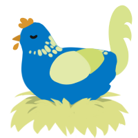 A sapphire and lemon chicken with a neck-speckle pattern