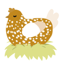 A ochre and cream chicken with a speckle pattern