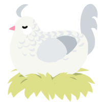 Static, a white and mist chicken with a half-lace pattern