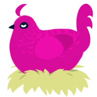Female, a fuchsia chicken with a half-lace pattern