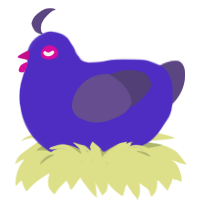 A indigo and overcast chicken
