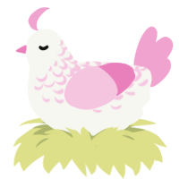 Cherry Blossom, a white and pink chicken with a half-lace pattern