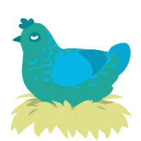 Male, a turquoise and cerulean chicken with a half-lace pattern