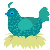 Lakeford, a teal and turquoise chicken with a speckle pattern