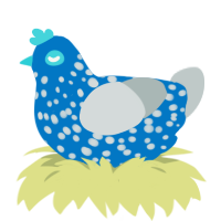 GetInto Hypnosis Mic, a sapphire and silver chicken with a speckle pattern