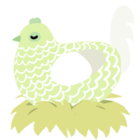 A apple and white chicken with a lace pattern