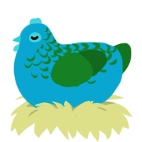 A cerulean and leaf chicken with a half-lace pattern