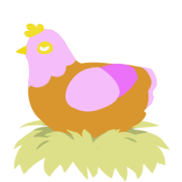 A orange and lavender chicken with a head pattern