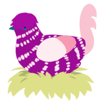 (unnamed), a plum and rose chicken with a bar pattern