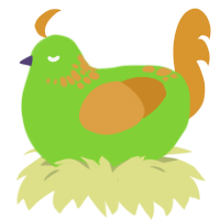 quin, a grass and orange chicken with a neck-speckle pattern