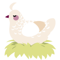 A cream chicken with a half-lace pattern