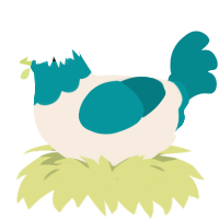 (unnamed), a cream and teal chicken with a head pattern