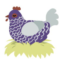 A overcast and silver chicken with a lace pattern