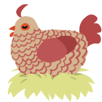 Peppermint Biscuit, a beige and red chicken with a lace pattern