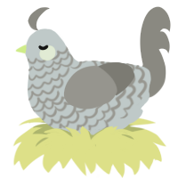 A silver and ash chicken with a lace pattern
