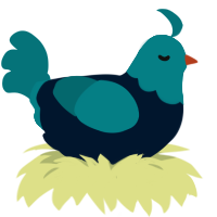 A tumblr and teal chicken with a head pattern