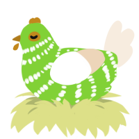 (unnamed), a grass and cream chicken with a bar pattern