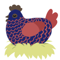 (unnamed), a navy and red chicken with a lace pattern
