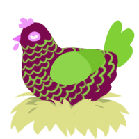 A wine and grass chicken with a lace pattern