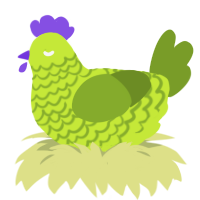 A lime and chartreuse chicken with a lace pattern