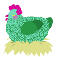 A mint and viridian chicken with a double-lace pattern