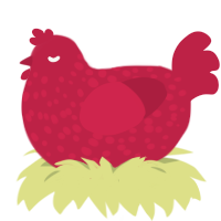 jelly beans, a crimson chicken with a speckle pattern