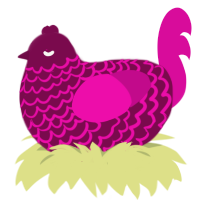 A wine and fuchsia chicken with a lace pattern