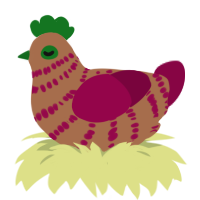 Raspberry coffee, a brown and maroon chicken with a bar pattern