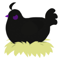 (unnamed), a black chicken with a speckle pattern