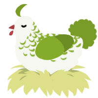 Daikon Radish, a white and chartreuse chicken with a half-lace pattern