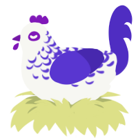 grimace shake, a white and indigo chicken with a half-lace pattern