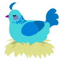 A aqua and sapphire chicken with a neck-speckle pattern
