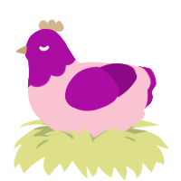 rosey, a rose and plum chicken with a head pattern