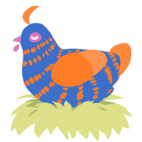 NotRigel, a gold and sapphire chicken with a bar pattern