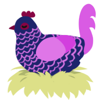 A navy and orchid chicken with a lace pattern