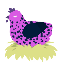 A orchid and tumblr chicken with a speckle pattern