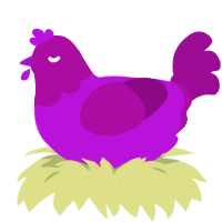 Aster, a amethyst and plum chicken with a head pattern