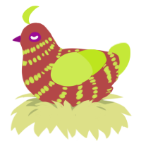 Salsa with Lime, a red and lime chicken with a bar pattern