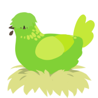alien 2, a grass and lime chicken with a neck-speckle pattern