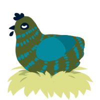 Dark Force, a olive and sea chicken with a bar pattern