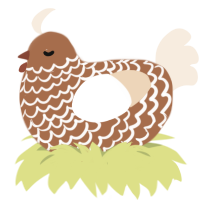 Latte, a brown and cream chicken with a lace pattern