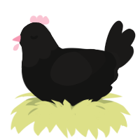 A black and sable chicken with a head pattern