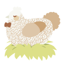 toasted, a white and beige chicken with a double-lace pattern